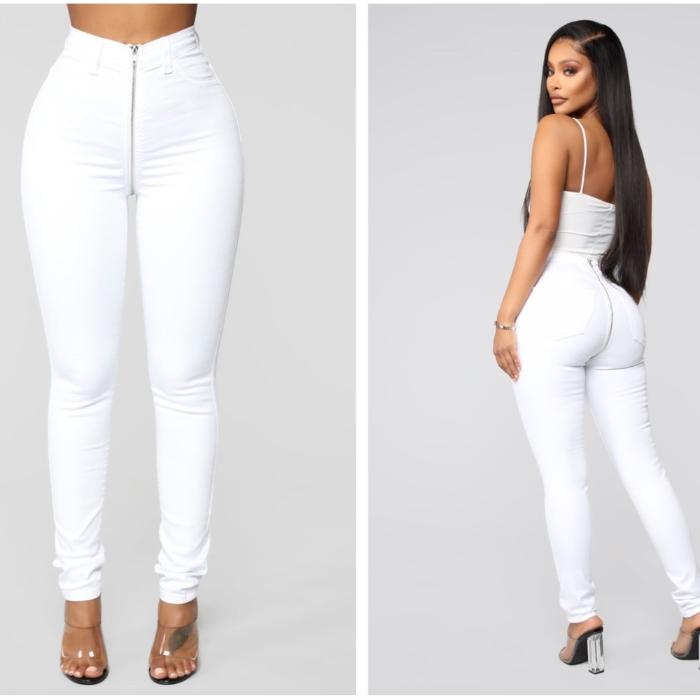 White Zipper Pants